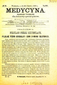Medycyna czasopismo tygodniowe dla lekarzy praktycznych 1888-1889 T. XVII nr 25