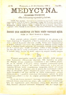 Medycyna czasopismo tygodniowe dla lekarzy praktycznych 1888-1889 T. XVII nr 35