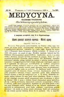 Medycyna czasopismo tygodniowe dla lekarzy praktycznych 1888-1889 T. XVII nr 42