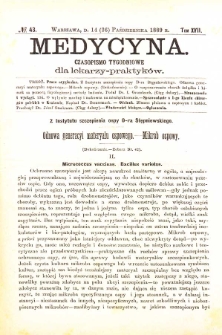 Medycyna czasopismo tygodniowe dla lekarzy praktycznych 1888-1889 T. XVII nr 43