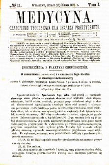 Medycyna czasopismo tygodniowe dla lekarzy praktycznych. 1873 T. I nr 11