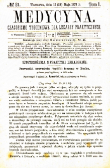 Medycyna czasopismo tygodniowe dla lekarzy praktycznych. 1873 T. I nr 21