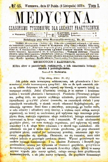 Medycyna czasopismo tygodniowe dla lekarzy praktycznych. 1873 T. I nr 45