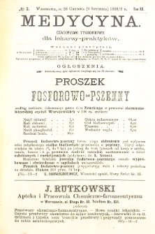 Medycyna czasopismo tygodniowe dla lekarzy praktycznych 1892 T.XX nr 2