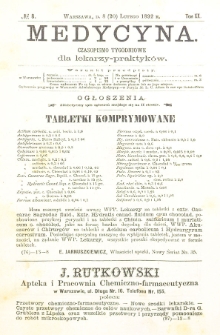 Medycyna czasopismo tygodniowe dla lekarzy praktycznych 1892 T.XX nr 8