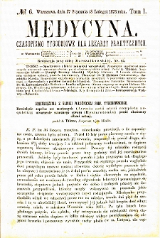 Medycyna czasopismo tygodniowe dla lekarzy praktycznych. 1874 T. II nr 6
