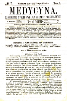 Medycyna czasopismo tygodniowe dla lekarzy praktycznych. 1874 T. II nr 7