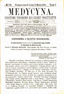 Medycyna czasopismo tygodniowe dla lekarzy praktycznych. 1874 T. II nr 10