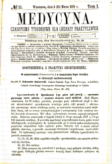 Medycyna czasopismo tygodniowe dla lekarzy praktycznych. 1874 T. II nr 11