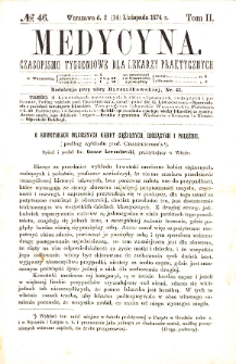 Medycyna czasopismo tygodniowe dla lekarzy praktycznych. 1874 T. II nr 45