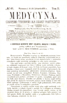 Medycyna czasopismo tygodniowe dla lekarzy praktycznych. 1874 T. II nr 48