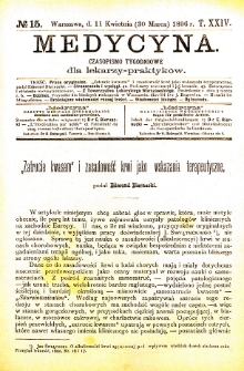 Medycyna czasopismo tygodniowe dla lekarzy praktycznych 1896 T. XXIV nr 15