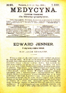 Medycyna czasopismo tygodniowe dla lekarzy praktycznych 1896 T. XXIV nr 20