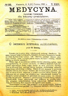 Medycyna czasopismo tygodniowe dla lekarzy praktycznych 1896 T. XXIV nr 25