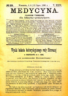 Medycyna czasopismo tygodniowe dla lekarzy praktycznych 1896 T. XXIV nr 29