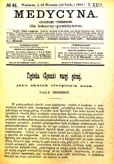Medycyna czasopismo tygodniowe dla lekarzy praktycznych 1896 T. XXIV nr 41