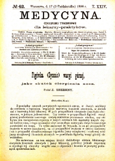 Medycyna czasopismo tygodniowe dla lekarzy praktycznych 1896 T. XXIV nr 42
