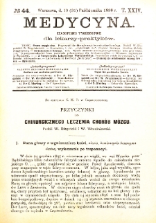 Medycyna czasopismo tygodniowe dla lekarzy praktycznych 1896 T. XXIV nr 44