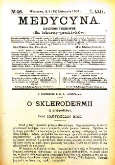 Medycyna czasopismo tygodniowe dla lekarzy praktycznych 1896 T. XXIV nr 46