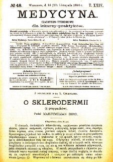 Medycyna czasopismo tygodniowe dla lekarzy praktycznych 1896 T. XXIV nr 48