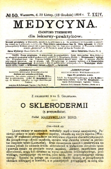 Medycyna czasopismo tygodniowe dla lekarzy praktycznych 1896 T. XXIV nr 50