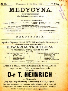 Medycyna czasopismo tygodniowe dla lekarzy praktycznych 1899 T. XXVI nr 11