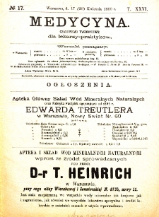 Medycyna czasopismo tygodniowe dla lekarzy praktycznych 1899 T. XXVI nr 17