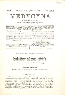 Medycyna czasopismo tygodniowe dla lekarzy praktycznych 1899 T. XXVII nr 2