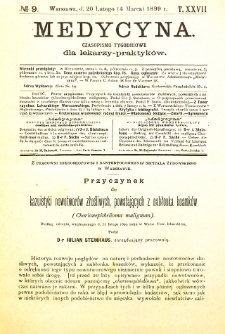 Medycyna czasopismo tygodniowe dla lekarzy praktycznych 1899 T. XXVII nr 9
