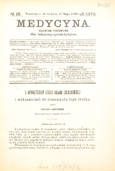 Medycyna czasopismo tygodniowe dla lekarzy praktycznych 1899 T. XXVII nr 18