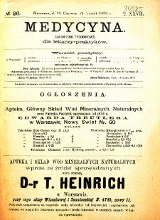 Medycyna czasopismo tygodniowe dla lekarzy praktycznych 1899 T. XXVII nr 26
