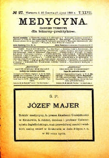 Medycyna czasopismo tygodniowe dla lekarzy praktycznych 1899 T. XXVII nr 27