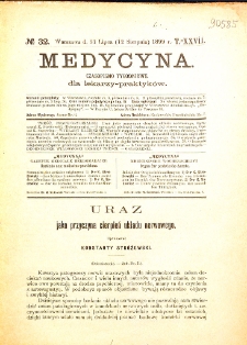 Medycyna czasopismo tygodniowe dla lekarzy praktycznych 1899 T. XXVII nr 32