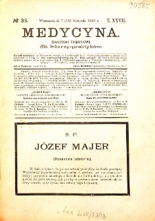Medycyna czasopismo tygodniowe dla lekarzy praktycznych 1899 T. XXVII nr 33