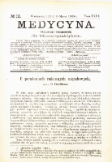 Medycyna. Czasopismo tygodniowe dla lekarzy praktycznych. 1894/95 T. XXIII nr 12