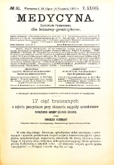 Medycyna. Czasopismo tygodniowe dla lekarzy praktycznych 1900 T. XXVIII nr 31