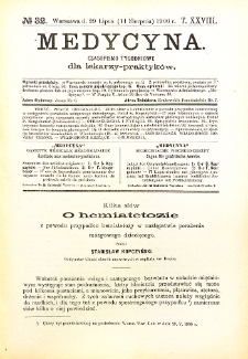 Medycyna. Czasopismo tygodniowe dla lekarzy praktycznych 1900 T. XXVIII nr 32
