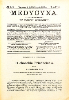 Medycyna. Czasopismo tygodniowe dla lekarzy praktycznych 1900 T. XXVIII nr 50