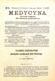 Medycyna. Czasopismo tygodniowe dla lekarzy praktycznych 1901-1902 T.XXX nr 2