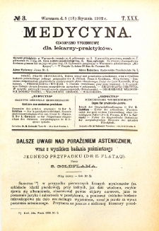 Medycyna. Czasopismo tygodniowe dla lekarzy praktycznych 1901-1902 T.XXX nr 3
