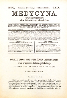 Medycyna. Czasopismo tygodniowe dla lekarzy praktycznych 1901-1902 T.XXX nr 10