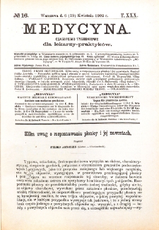Medycyna. Czasopismo tygodniowe dla lekarzy praktycznych 1901-1902 T.XXX nr 16
