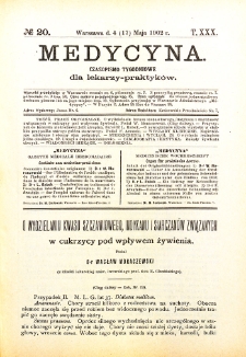 Medycyna. Czasopismo tygodniowe dla lekarzy praktycznych 1901-1902 T.XXX nr 20