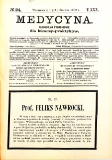 Medycyna. Czasopismo tygodniowe dla lekarzy praktycznych 1901-1902 T.XXX nr 24