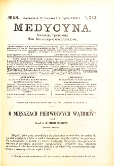 Medycyna. Czasopismo tygodniowe dla lekarzy praktycznych 1901-1902 T.XXX nr 28