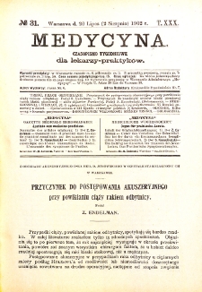 Medycyna. Czasopismo tygodniowe dla lekarzy praktycznych 1901-1902 T.XXX nr 31
