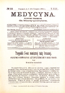 Medycyna. Czasopismo tygodniowe dla lekarzy praktycznych 1901-1902 T.XXX nr 33