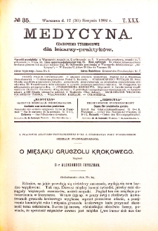 Medycyna. Czasopismo tygodniowe dla lekarzy praktycznych 1901-1902 T.XXX nr 35