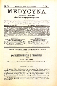 Medycyna. Czasopismo tygodniowe dla lekarzy praktycznych 1901-1902 T.XXX nr 51