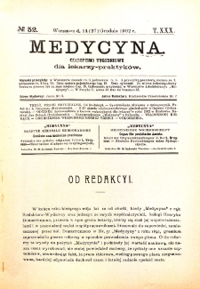 Medycyna. Czasopismo tygodniowe dla lekarzy praktycznych 1901-1902 T.XXX nr 52